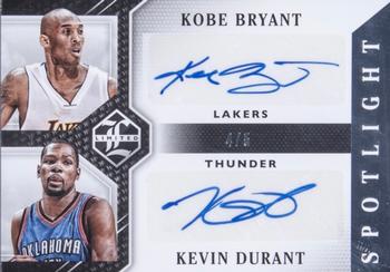 2015-16 Panini Limited - Limited Duos Signatures Silver Spotlight #LD-SPK Kevin Durant / Kobe Bryant Front