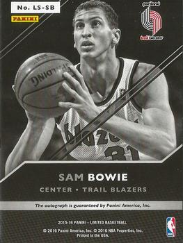 2015-16 Panini Limited - Limited Signatures #LS-SB Sam Bowie Back