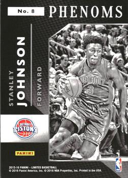 2015-16 Panini Limited - Rookie Phenoms #8 Stanley Johnson Back