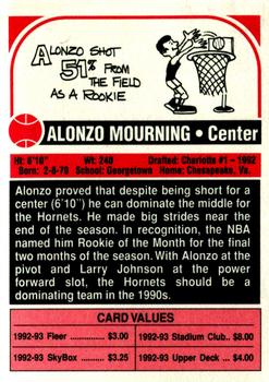 1994 SCD Sports Card Pocket Price Guide - Basketball Yearbook (Unnumbered) #NNO Alonzo Mourning Back