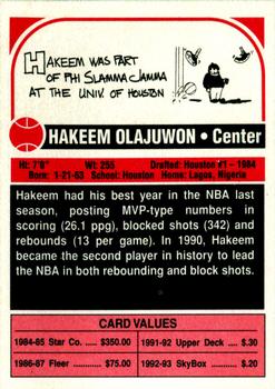 1994 SCD Sports Card Pocket Price Guide - Basketball Yearbook (Unnumbered) #NNO Hakeem Olajuwon Back