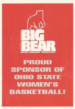 1994-95 Ohio State Buckeyes Women #15 Sponsor Card Big Bear Front