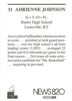 1992-93 Ohio State Buckeyes Women #8 Adrienne Johnson Back