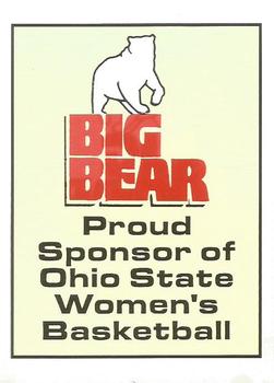 1992-93 Ohio State Buckeyes Women #15 Sponsor Card Big Bear Front