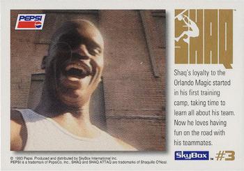 1993-94 SkyBox Pepsi Shaq Attaq #3 Shaquille O'Neal Back