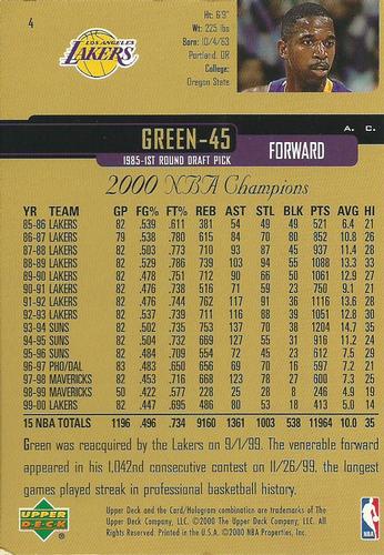 2000 Upper Deck Los Angeles Lakers Championship Jumbos #4 A.C. Green Back