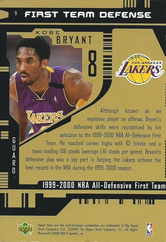 2000 Upper Deck Los Angeles Lakers Championship Jumbos #9 Kobe Bryant Back