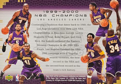 2000 Upper Deck Los Angeles Lakers Championship Jumbos #10 Team Photo Back