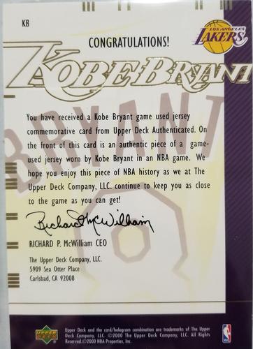 2000 Upper Deck Los Angeles Lakers Championship Jumbos #NNO Kobe Bryant Back