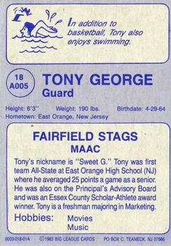1982-83 Big League Cards Fairfield University Stags #18 Tony George Back