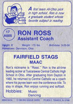 1982-83 Big League Cards Fairfield University Stags #17 Ron Ross Back