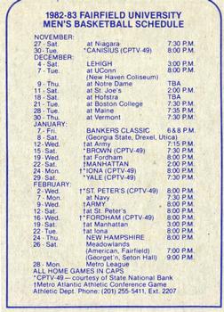 1982-83 Big League Cards Fairfield University Stags #13 Fairfield Stags Team Back