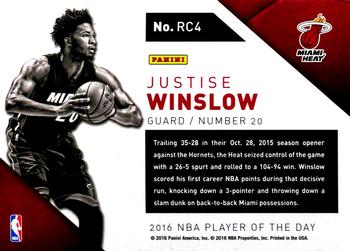 2015-16 Panini Player of the Day - Rookies #RC4 Justise Winslow Back