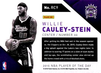 2015-16 Panini Player of the Day - Rookies #RC9 Willie Cauley-Stein Back