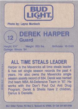 1988-89 Big League Cards Bud Light Dallas Mavericks #NNO Derek Harper Back