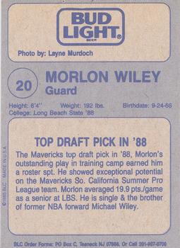 1988-89 Big League Cards Bud Light Dallas Mavericks #NNO Morlon Wiley Back