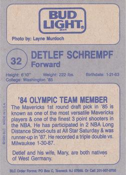 1988-89 Big League Cards Bud Light Dallas Mavericks #NNO Detlef Schrempf Back