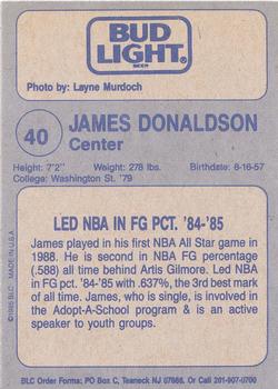 1988-89 Big League Cards Bud Light Dallas Mavericks #NNO James Donaldson Back