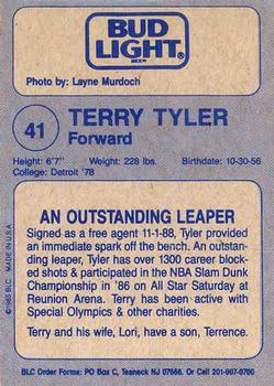 1988-89 Big League Cards Bud Light Dallas Mavericks #NNO Terry Tyler Back