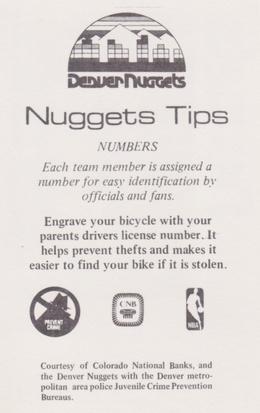 1983-84 Denver Nuggets Police #NNO Alex English Back