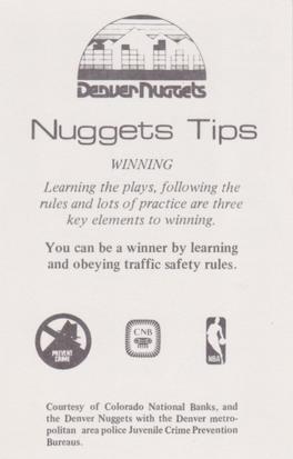 1983-84 Denver Nuggets Police #NNO Rob Williams Back