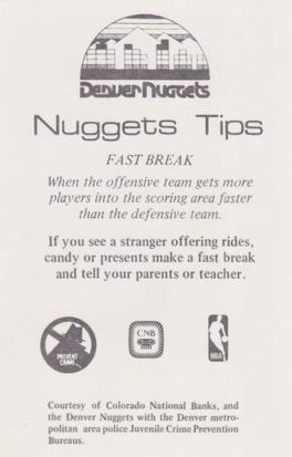 1983-84 Denver Nuggets Police #NNO Bill Ficke Back