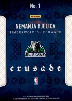 2015-16 Panini Excalibur - Crusade #1 Nemanja Bjelica Back