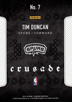 2015-16 Panini Excalibur - Crusade #7 Tim Duncan Back