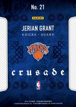 2015-16 Panini Excalibur - Crusade #21 Jerian Grant Back