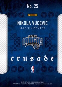 2015-16 Panini Excalibur - Crusade #25 Nikola Vucevic Back