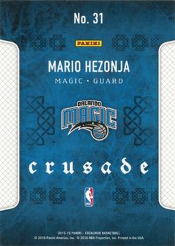 2015-16 Panini Excalibur - Crusade #31 Mario Hezonja Back