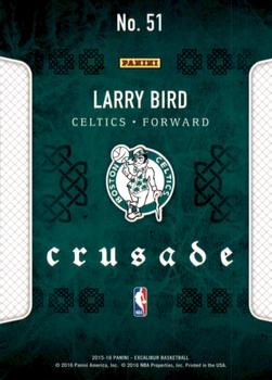 2015-16 Panini Excalibur - Crusade #51 Larry Bird Back