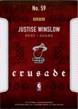 2015-16 Panini Excalibur - Crusade #59 Justise Winslow Back