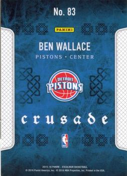 2015-16 Panini Excalibur - Crusade #83 Ben Wallace Back