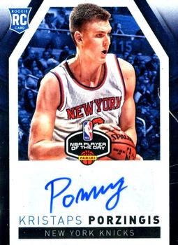 2015-16 Panini Player of the Day - Autographs #KP Kristaps Porzingis Front