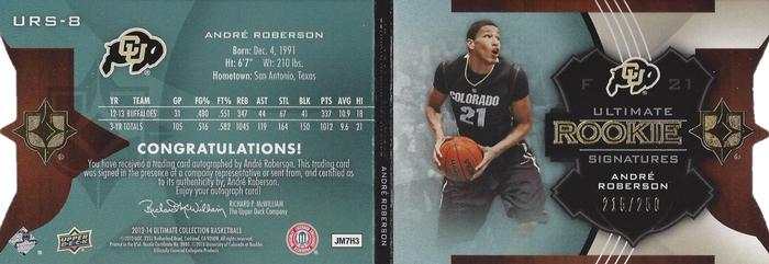 2013-14 SP Authentic - Ultimate Rookie Signatures Booklets #URS-8 Andre Roberson Back