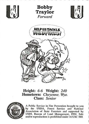 1994-95 Wyoming Cowboys Smokey #11 Bobby Traylor Back