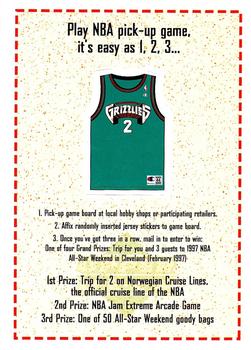 1996-97 Upper Deck - NBA Pick-Up Game Sweepstakes Stickers #NNO Vancouver Grizzlies Front