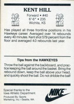 1987-88 Iowa Hawkeyes #NNO Kent Hill Back