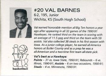1991-92 Iowa Hawkeyes #NNO Val Barnes Back