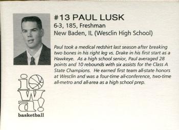 1991-92 Iowa Hawkeyes #NNO Paul Lusk Back