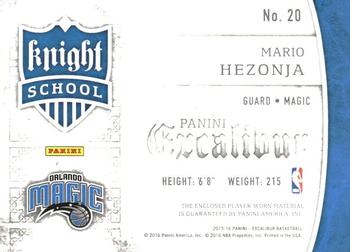 2015-16 Panini Excalibur - Knight School #20 Mario Hezonja Back