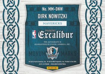 2015-16 Panini Excalibur - Monumental Marks #MM-DNW Dirk Nowitzki Back