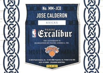 2015-16 Panini Excalibur - Monumental Marks #MM-JCD Jose Calderon Back