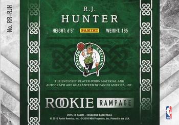 2015-16 Panini Excalibur - Rookie Rampage Autographed Jumbo Jersey #RR-RJH R.J. Hunter Back