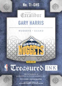 2015-16 Panini Excalibur - Treasured Ink #TI-GHS Gary Harris Back