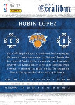 2015-16 Panini Excalibur - Light Blue #12 Robin Lopez Back
