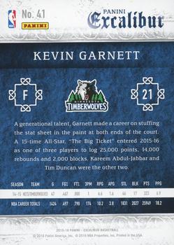 2015-16 Panini Excalibur - Gold #41 Kevin Garnett Back