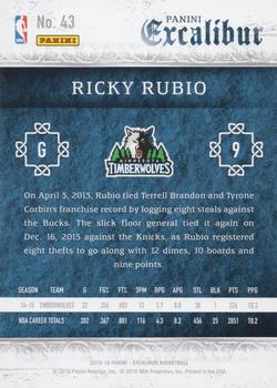 2015-16 Panini Excalibur - Gold #43 Ricky Rubio Back