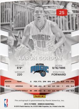 2014-15 Donruss - Elite Status Signatures Blue #25 Aaron Gordon Back